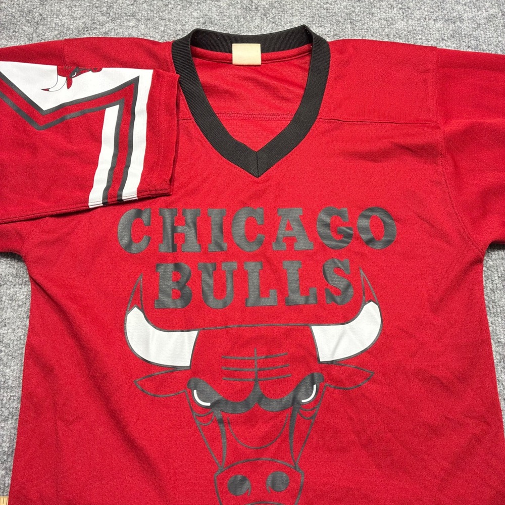 Vintage Mitchell Ness NBA Chicago Bulls Red Basketball Jersey T Shirt Mens Small